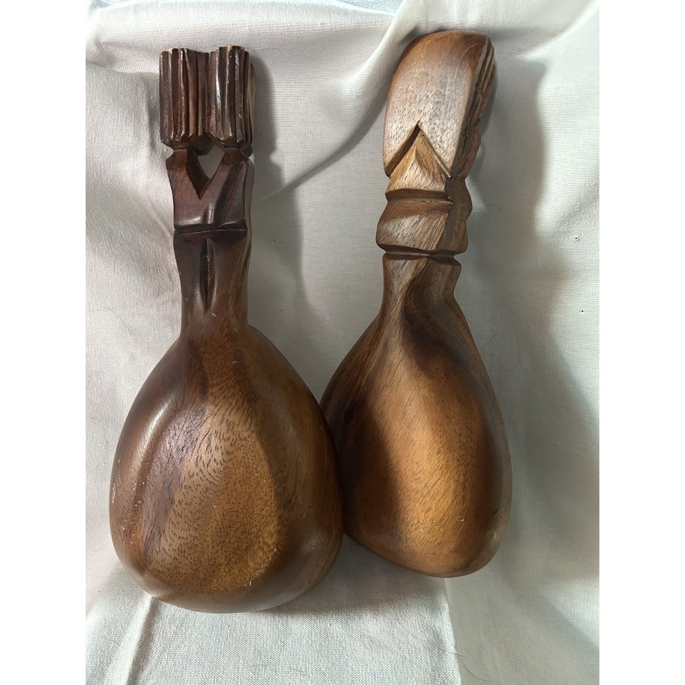 Tiki Style Vintage Wood Scoops Wall Decor Or Table Decor Lot of 2 - Picture 2 of 2